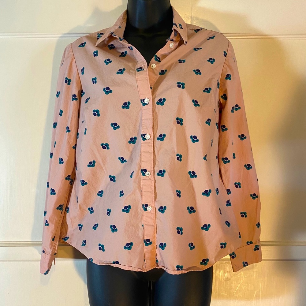 Boden Pink Floral Print Collared Button Down 6P